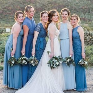 PinkBlush Blue Lace Sash Tie Maternity Gown